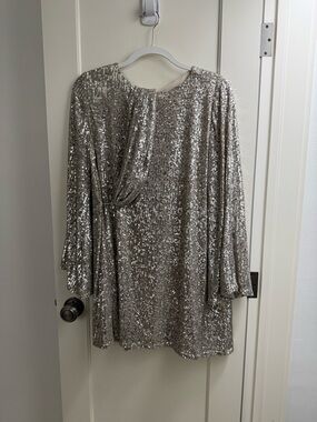 Gianni Bini Silver Sequin Mini Dress